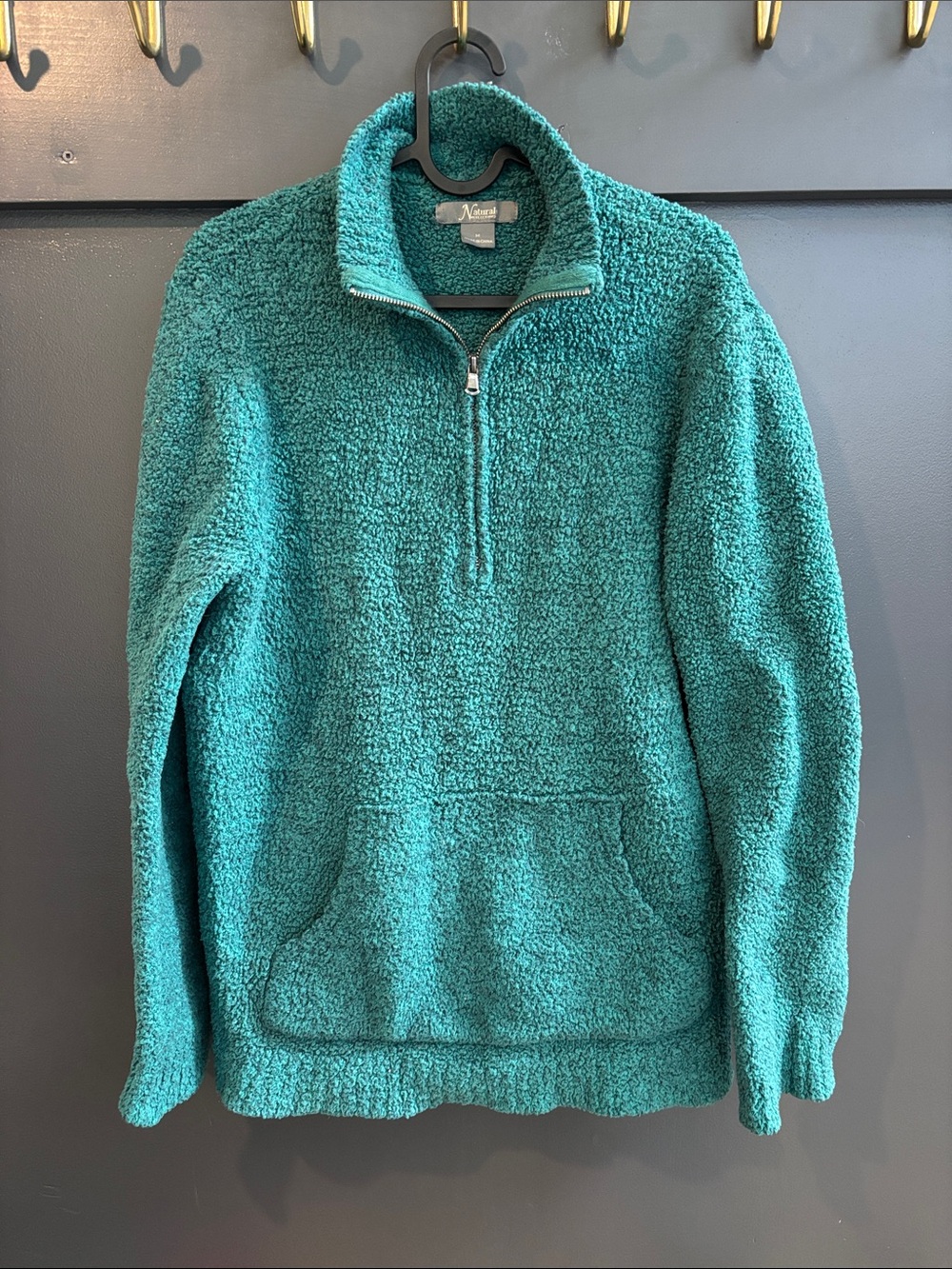 Natural Reflections Teal Sherpa Half-Zip Pullover